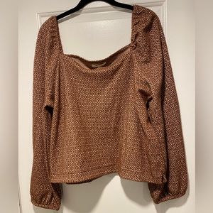 Madewell Women’s Jacquard Puff-Sleeve Top in Dark Merlot
